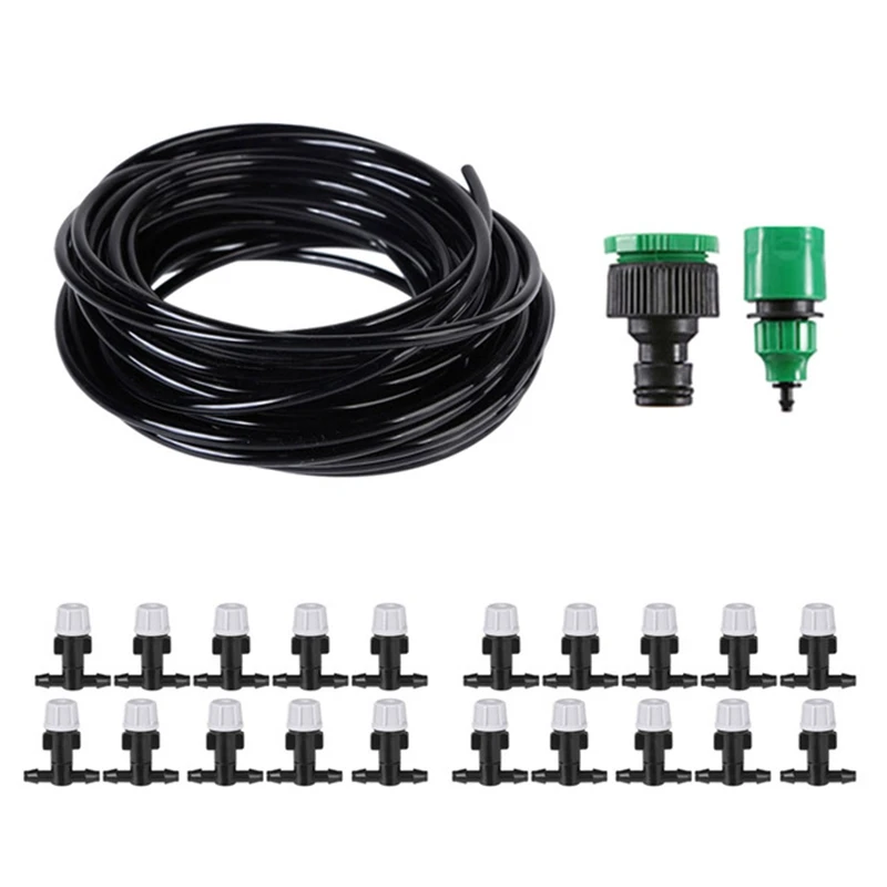 

LUDA 1 Set Water Misting Cooling System Mist Sprinkler Nozzle Garden Patio Greenhouse Plants Spray Fog Hose Watering Kit 10M