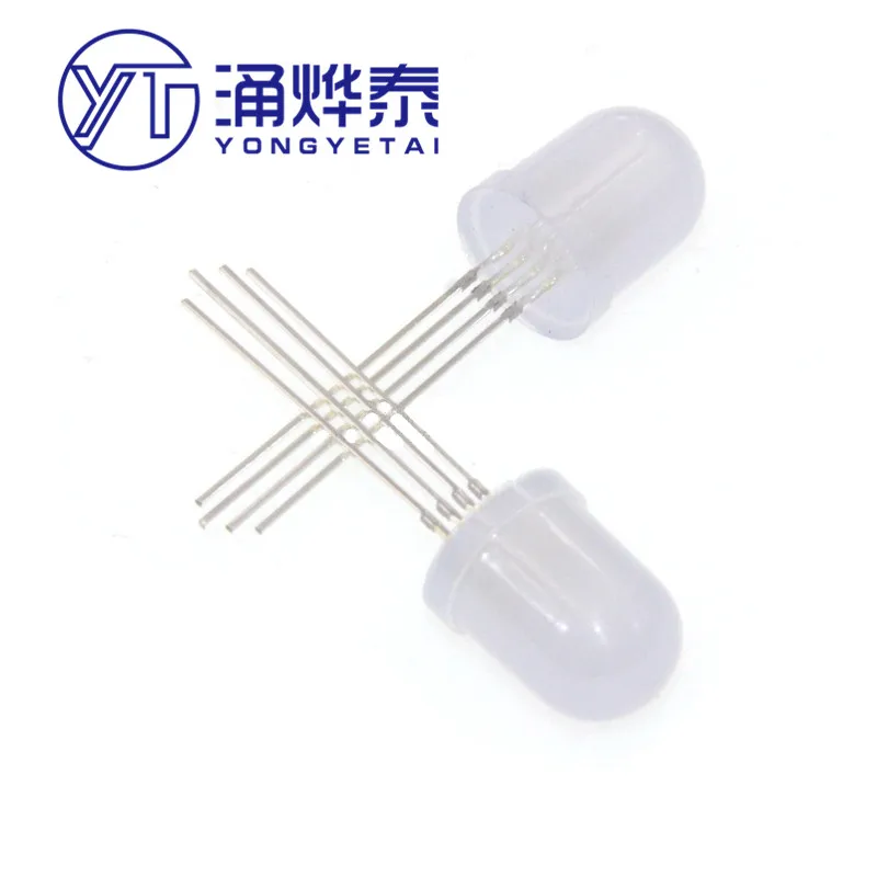 YYT 20PCS F10 foggy common cathode and common anode four-pin RGB in-line LED light-emitting diode lamp beads