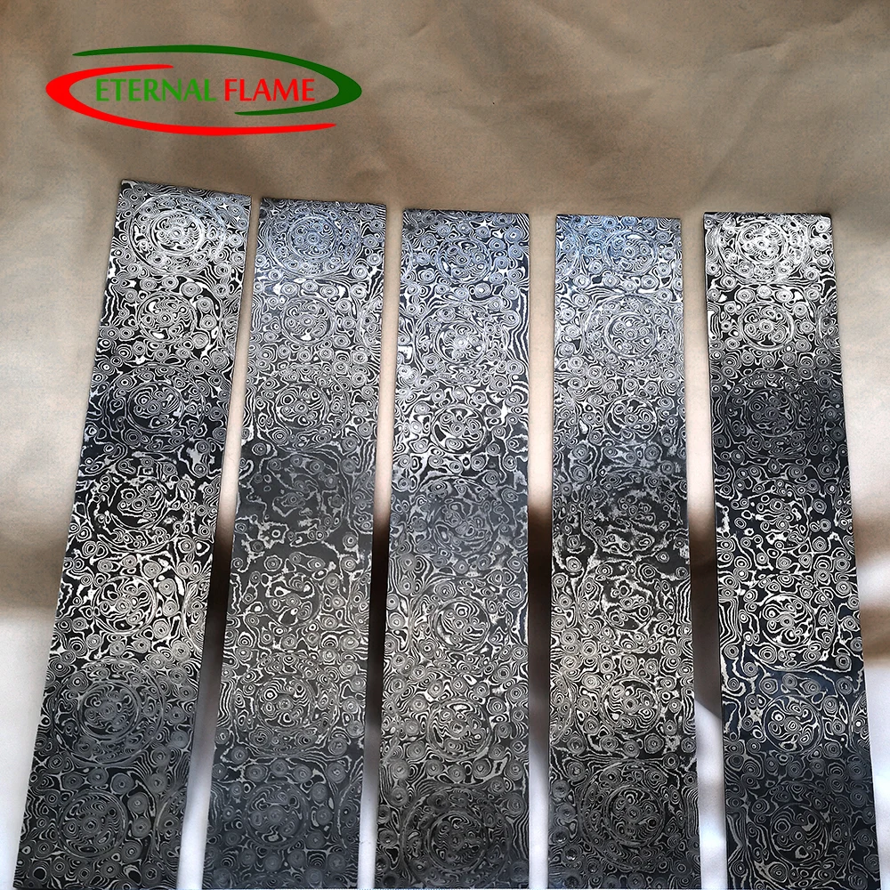 

320MM Length Damascus Steel Billet Plate Sheet Bar Sandwich Knife Making Blade Blank Material Has Been Heat Treatment