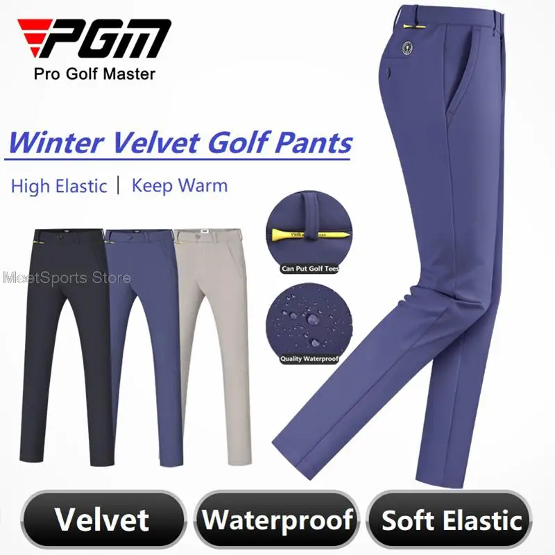 

Autumn Winter Waterproof Men Golf Trousers Thick Keep Warm Long Pant Male Velvet Tennis Golf Pants Man Sports Elastic Sweatpant