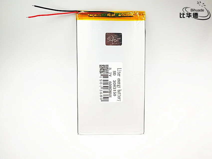 Boa qualidade 3.7v, 6000mah 3083150 polímero de lítio/bateria de íon-lítio para tablet pc banco, gps, mp3,mp4