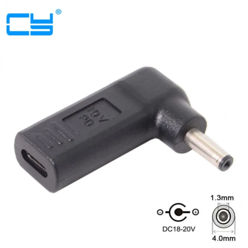 USB 3.1 Type C USB-C to DC 19V 4.0*1.3mm Adapter PD Emulator Trigger 90 Degree Angled