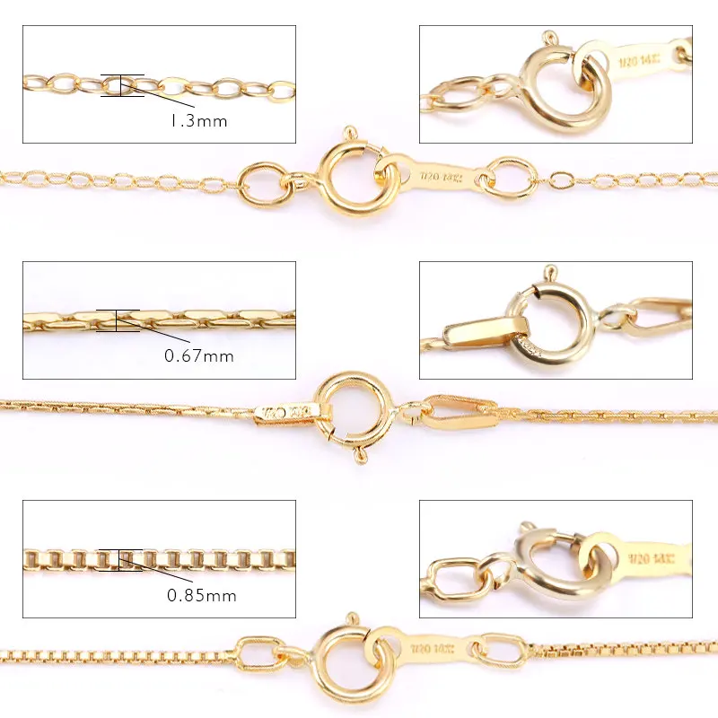 16 Inch/18 Inch 14K Gold Filled Round O Chain Box Chain Snake Chain For Jewelry Making DIY Necklace Findings 1/20 14KGF