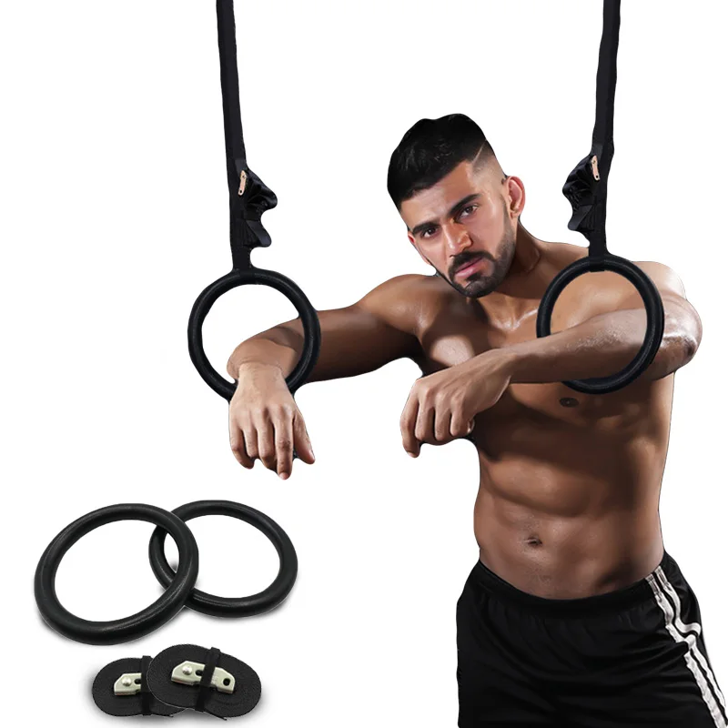 Gymnastics Rings Adjustable Buckle Workout Fitness Bodybuilding Pull-Ups Non-Slip Exercise Rings Gym Crossfit Strength Training