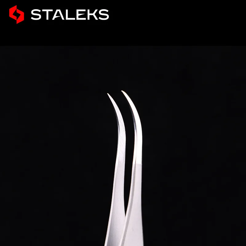 STALEKS PRO TE-40-7 Tweezers Grafting Volume Eyelashes Blooming Anti Static High Precise Hyper Fine AISI 420 Steel