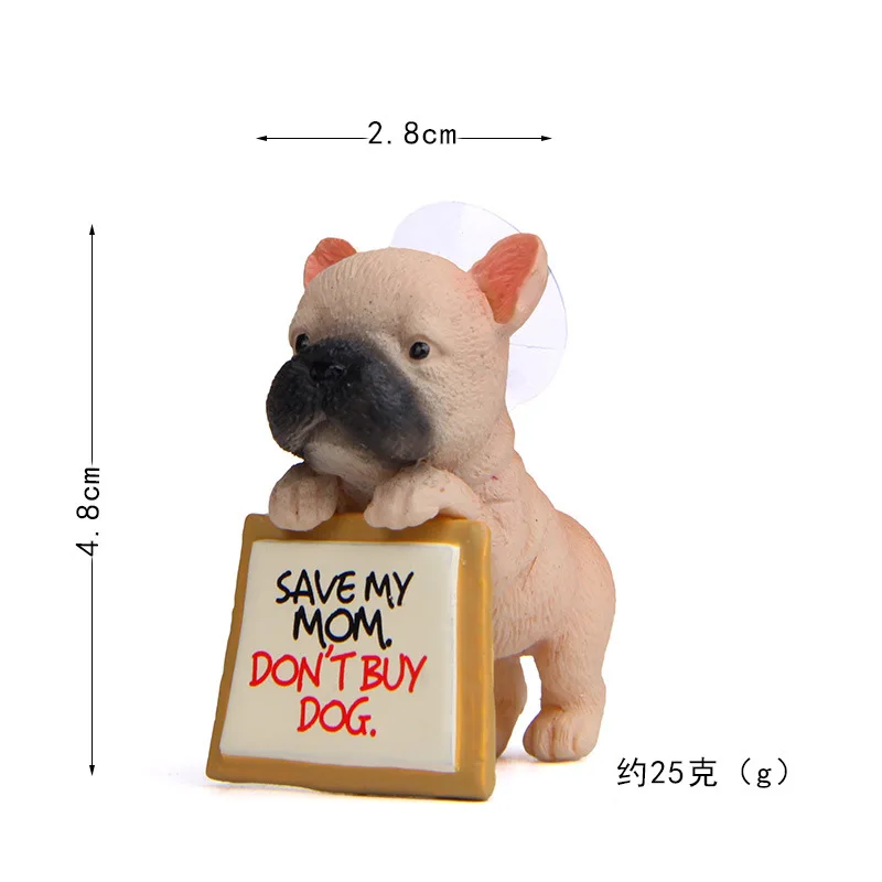 French Bulldog  Figurines Dog Sucker Design Phone Holder Home Car Decor Mini Pet Miniatures Ornaments  Crafts Accessories