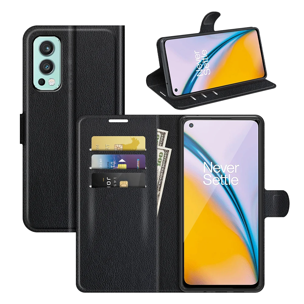 Case for OnePlus Nord 2 5G (6.43in) 2021 Cover Wallet Card Stent Book Style Leather black DN2101 DN2103 One Plus 1+ Nord2