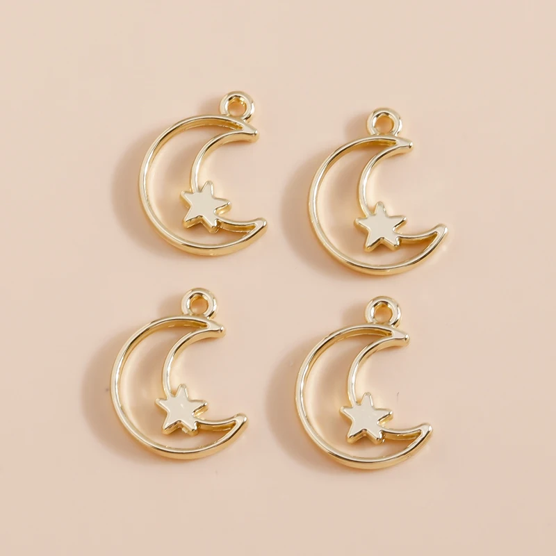 Mix 8 Stück Goldfarbe Herz Mond Sterne Bär Kristall Perlen Charms für DIY Schmuckherstellung Zubehör Anhänger Halskette Ohrringe – Detail 32
