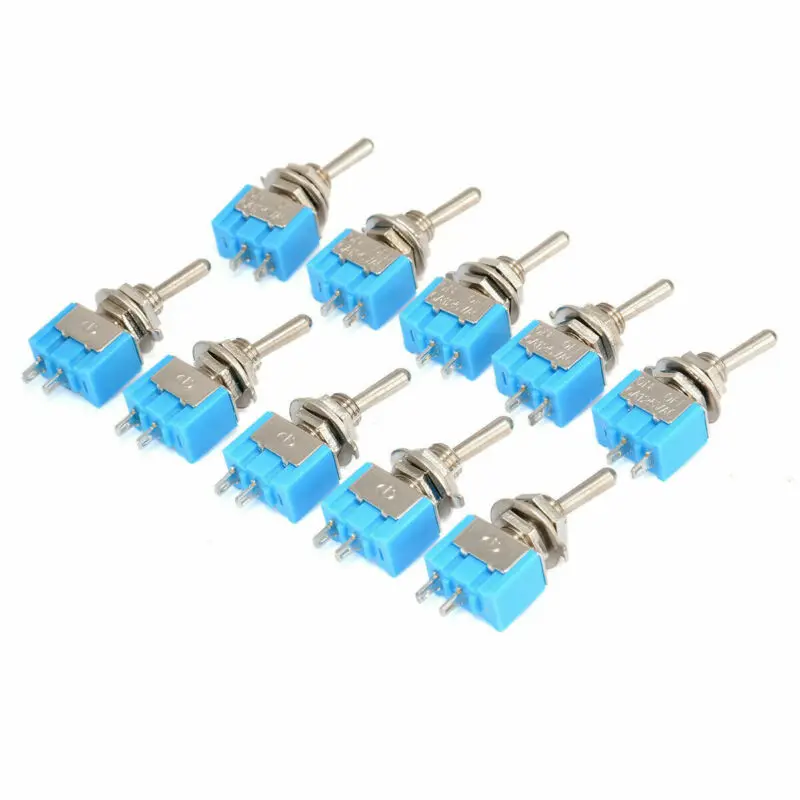 10pc/LOT Blue Mini MTS-101 2 Pin SPDT ON-OFF AC125V/6A Miniature Toggle Switches