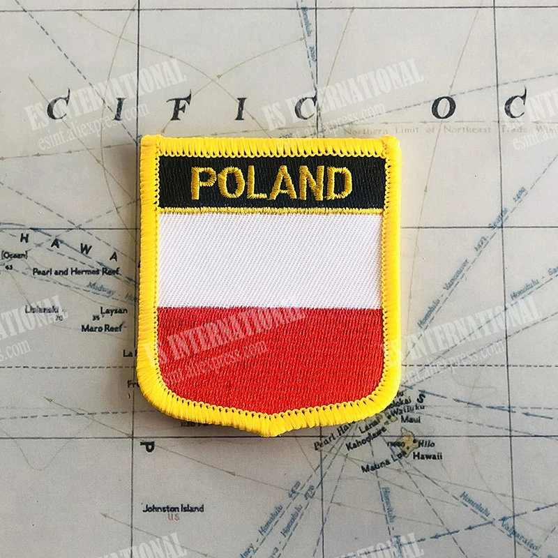 POLAND National Flag Embroidery Patches Badge Shield And Square Shape Pin One Set On The Cloth Armband   Backpack  Decoration