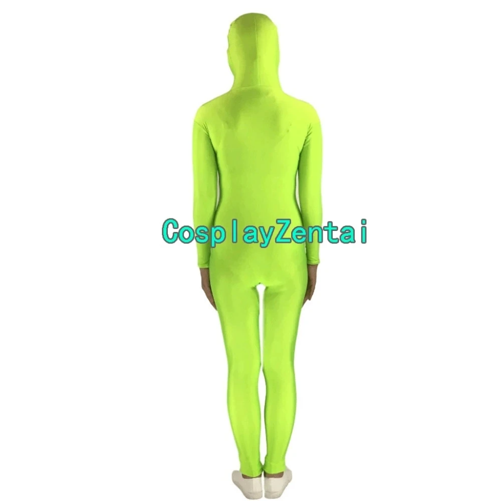 Green Spandex Zentai Bodysuits Front Zipper Halloween costumes Hot Sale Freeshipping Zentai Catsuit