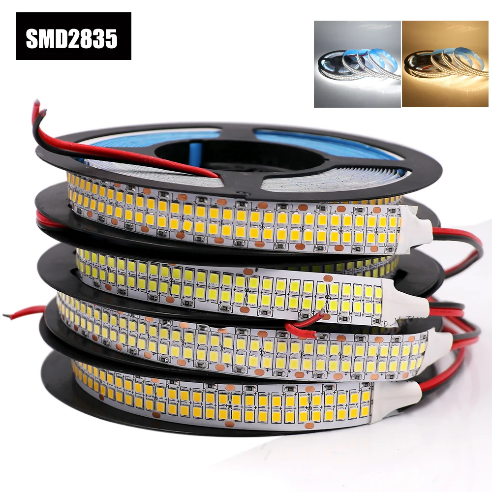 Led strip smd 2835, 5054, 5050, 5630, 12v, ultra brilho, flexível, 60, 120leds/m, não-impermeável, diodo, 5m