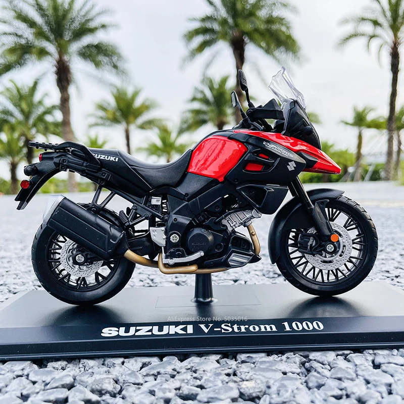 Maisto 1:12 Suzuki v-strom con base de aleación, motocicleta todoterreno, modelo de fundición a presión autorizado genuino, regalo de colección de