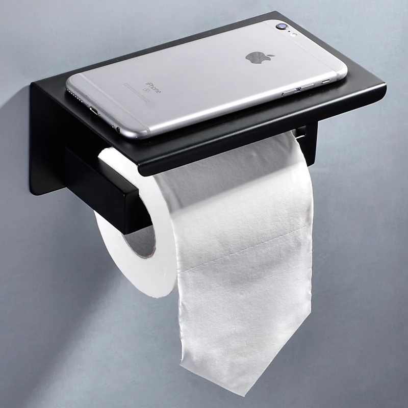 

Luode 304 Stainless Steel Stowage Black Simple And Beautiful Wall-Mounted Bathroom Hardware Toilet Paper Holder