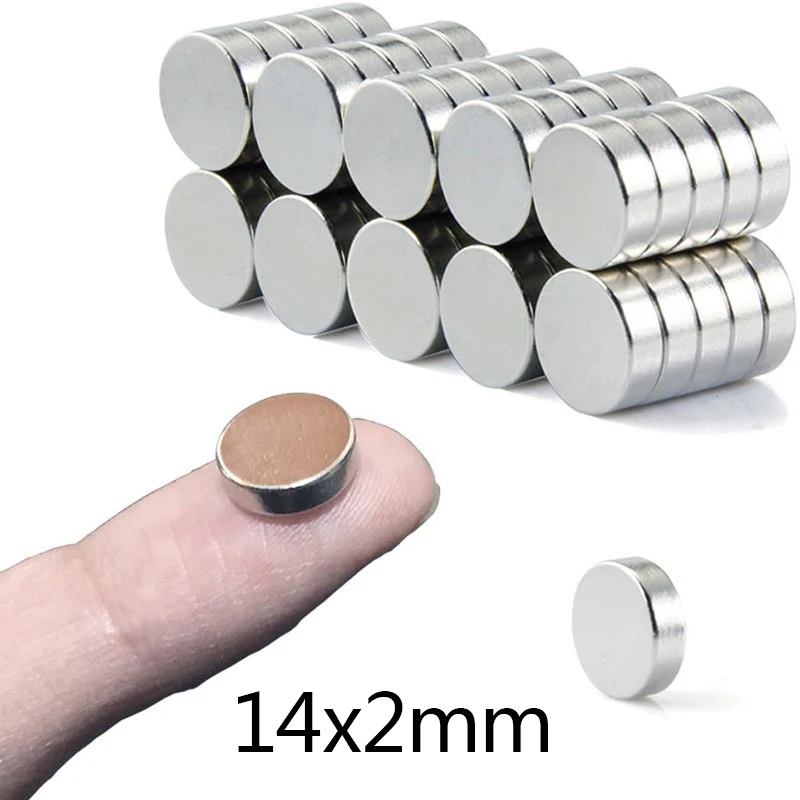 N35 14x2mm Neodymium rare earth magnetic micro NdFeB super Strong circle Powerful Magnet  Round sheet Magnets 14*2mm