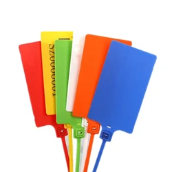 100 pces ampliam o signage do comprimento 25cm da etiqueta da planta com os selos plásticos de dois furos os laços de cabo de travamento podem ser logotipo personalizado reutilizado