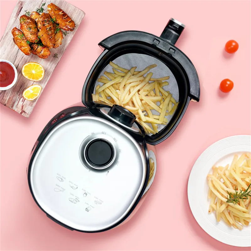 50 Stück quadratische Luftfritteusen Premium perforierte Unterlage Pergament Antihaft-Dampfkorbmatte Backen Speiseölpapier – Detail 9