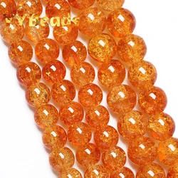 Natural Orange Clear Cracked Crystal Stone Beads New Loose Charm Beads For Jewelry Making DIY Bracelets Accessories 8 10 12mm