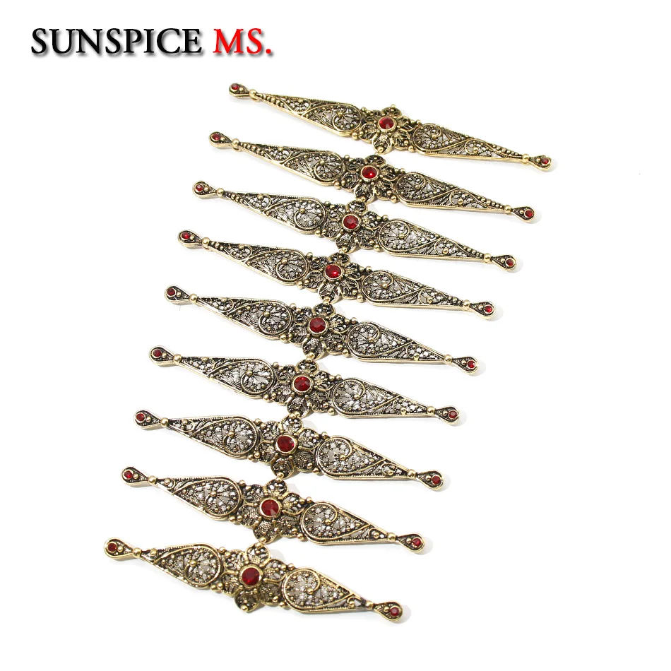 Sunspicems Chic Caucasus Breastplate Turks Bride Wedding Jewelry Traditional Clothing Crystal  Accessories Sewing Metal Buckle