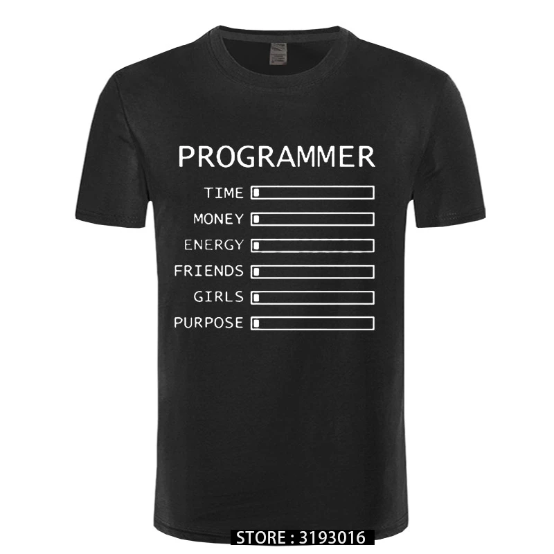 Computer Programmer Time Money Geek Nerd Funny T Shirt Men Short Sleeve Cotton Casual T-shirts