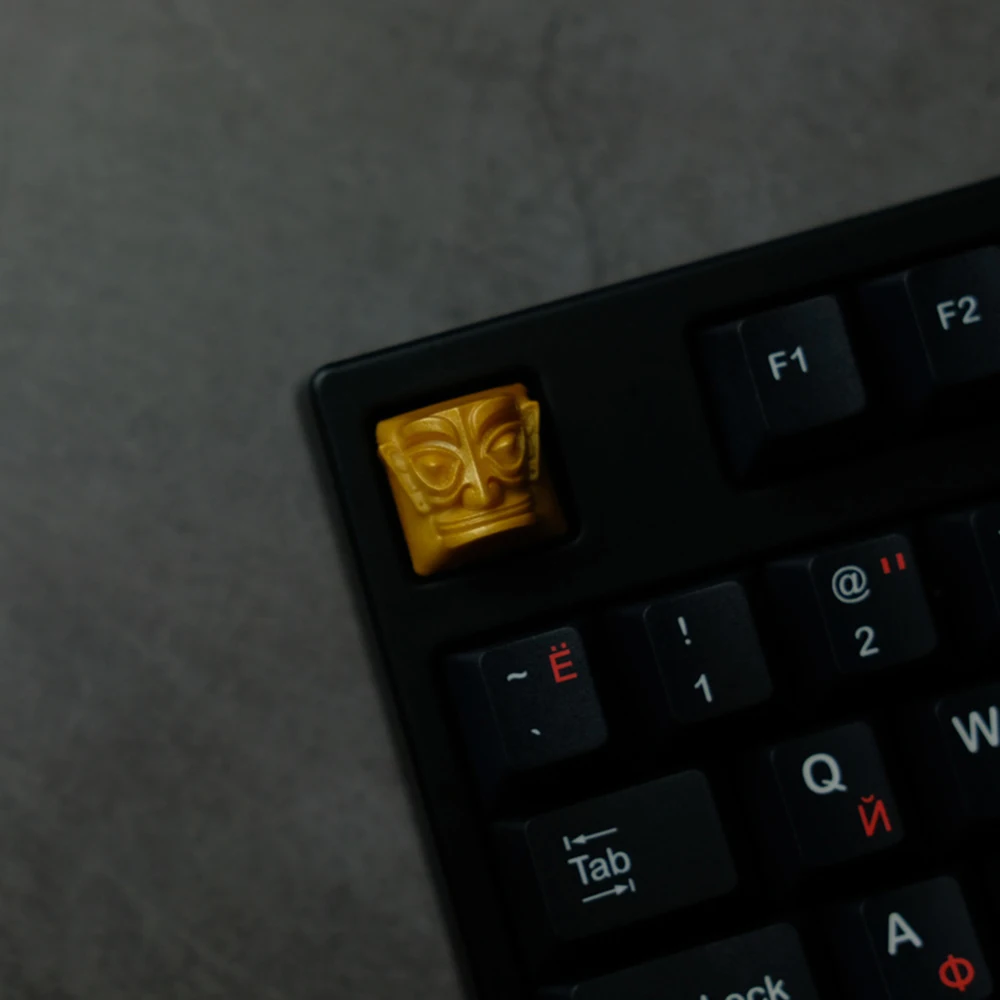 Sanxingdui maschera faraone Design portachiavi in resina per Cherry Mx Gateron Kailh Box interruttore TTC tastiera meccanica tappo chiave giallo