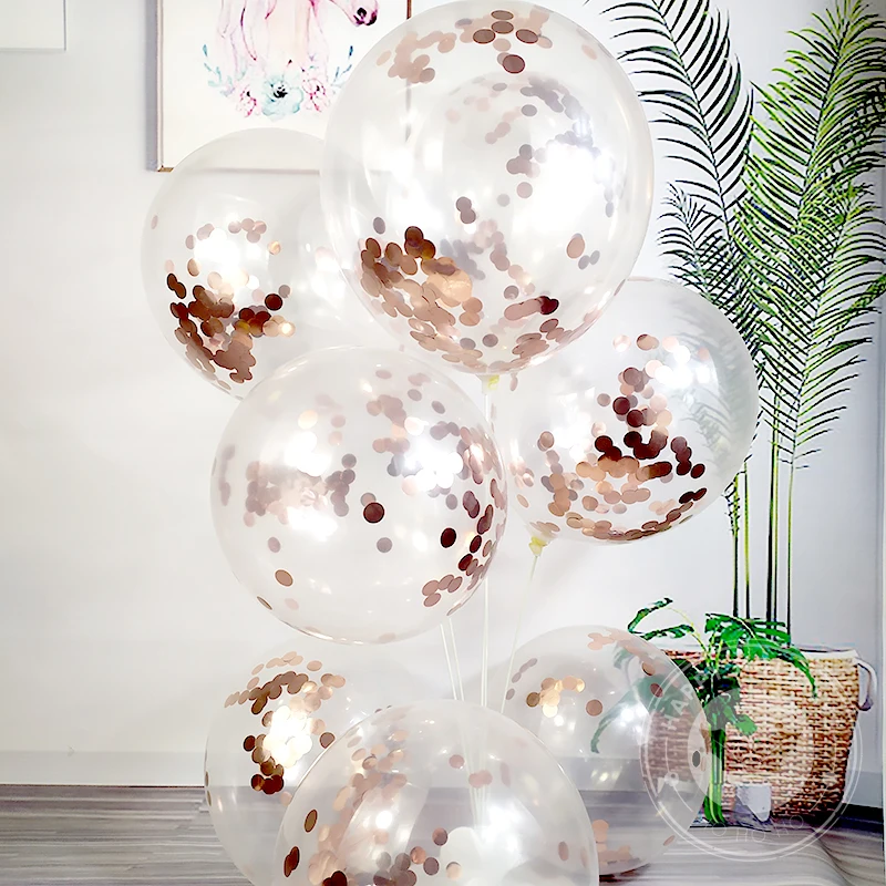 12 Inch Transparent Balloon Rose Gold Confetti Sequins Latex Balloons Banquet Decoration Birthday Party Wedding Christmas Decor