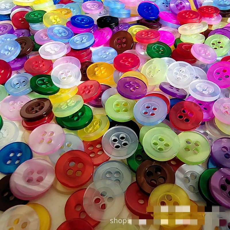 100 Pcs 10 mm Assorted Colored Buttons 4-Hole Round Mixed Color Durable Craft Resin for Sewing Crafts DIY Handmade Ornaments