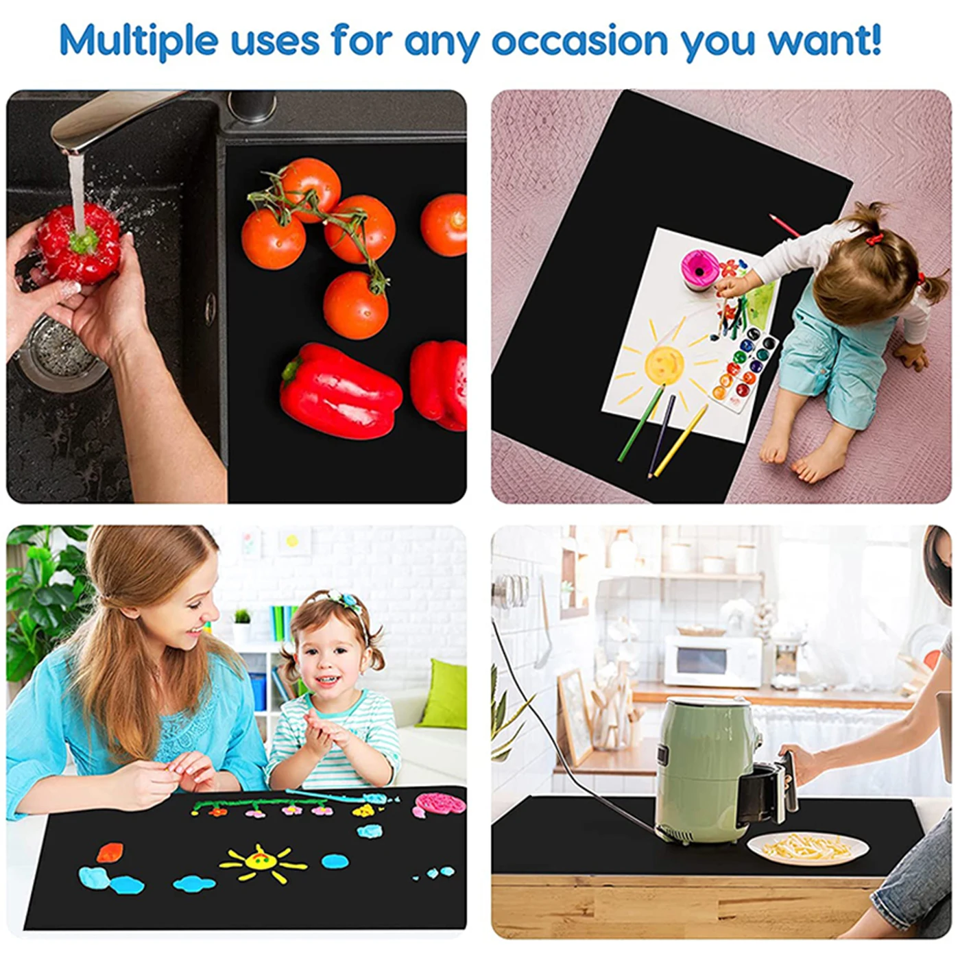 Extra Large Silicone Mat Heat Resistant Sheet Waterproof Pad Kitchen Counter Protector Vinyl Craft Mats Nonslip Table Placemat