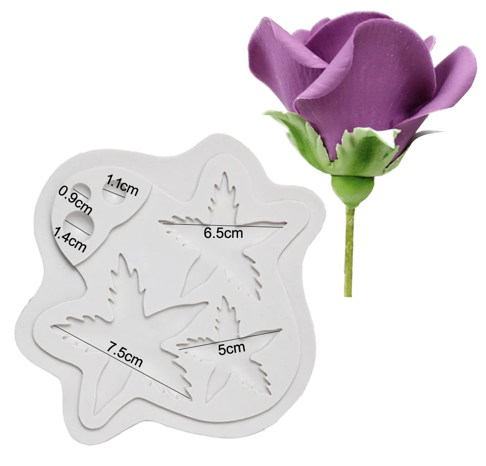 NEW Rose Calyx Silicone Veiner Mold Fondant Flower Petals Embossed Molds Cake Decorating Tool DIY Handmade Clay Mould M2812