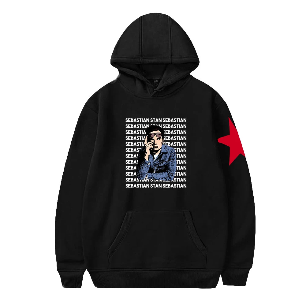 Sebastian Stan Print Autumn and Winter Holiday Men/Women Pure Cotton Fleece Hooded Novelty Sweet Streetwear Casual Style