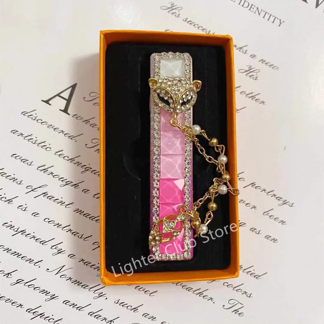 Lady Lighter Cute Cartoon Diamond Handmade Diamond Rechargeable USB Lighter  Gorgeous Female Cigarette Tool