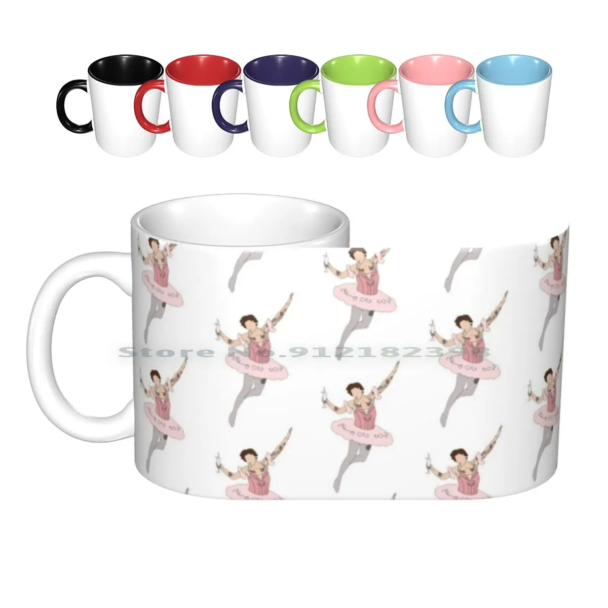 Ballerina Harry Ceramic Mugs Coffee Cups Milk Tea Mug Edgy Hair Man Man Bun Harry Music Pop Country Alternative Model Vine