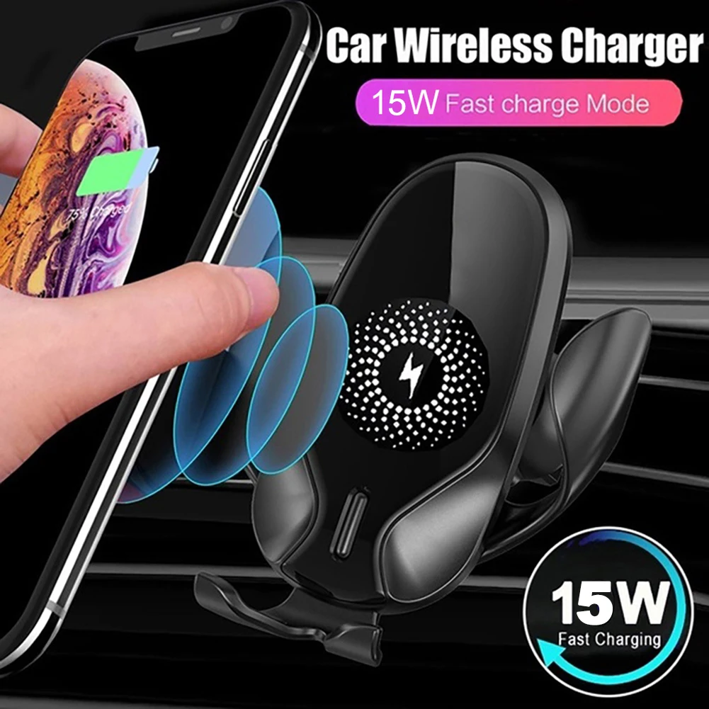 15W Car Fast Wireless Charger Mount Stand Gravity Clamping Fast Charging Holder For 11 Pro Max 8 X XR XS Car Phone Holder Mount