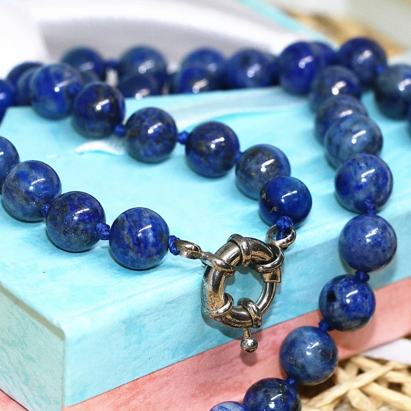 Fashion natural stone blue lapis lazuli beads 6mm 8mm 10mm 12mm 14mm round beads diy necklace elegant gift jewelry 18inch B667