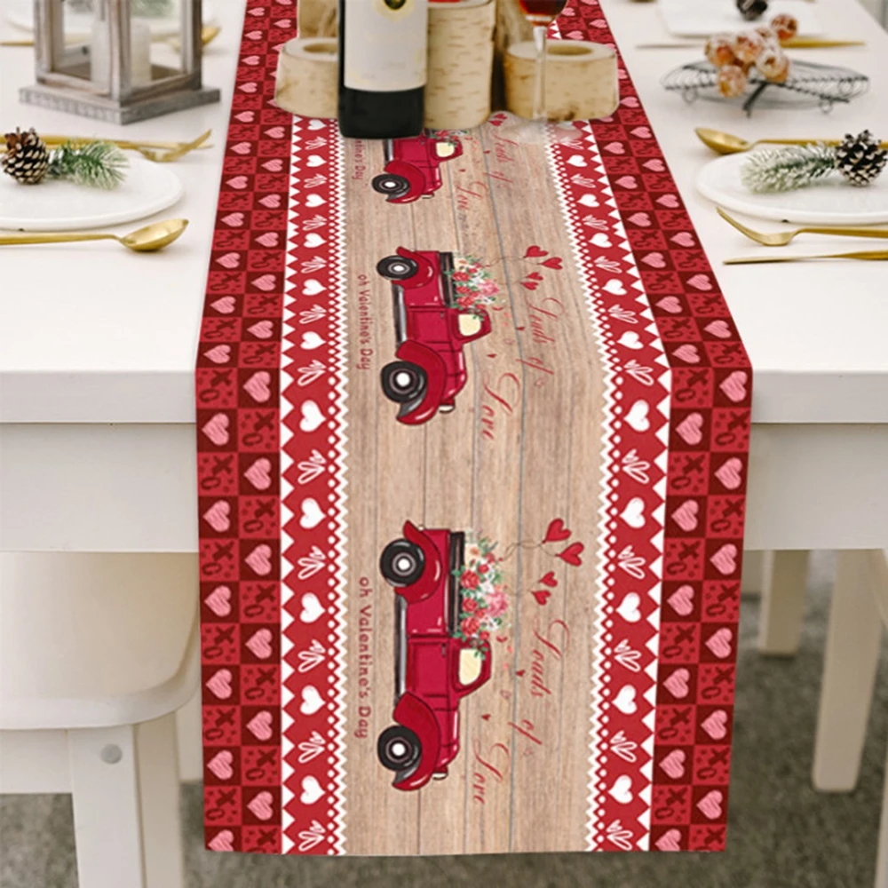 Red Table Runner Valentine's Day Christmas Decoration Plaid Table Cover For Home Kitchen Tablecloth Wedding Party Supply