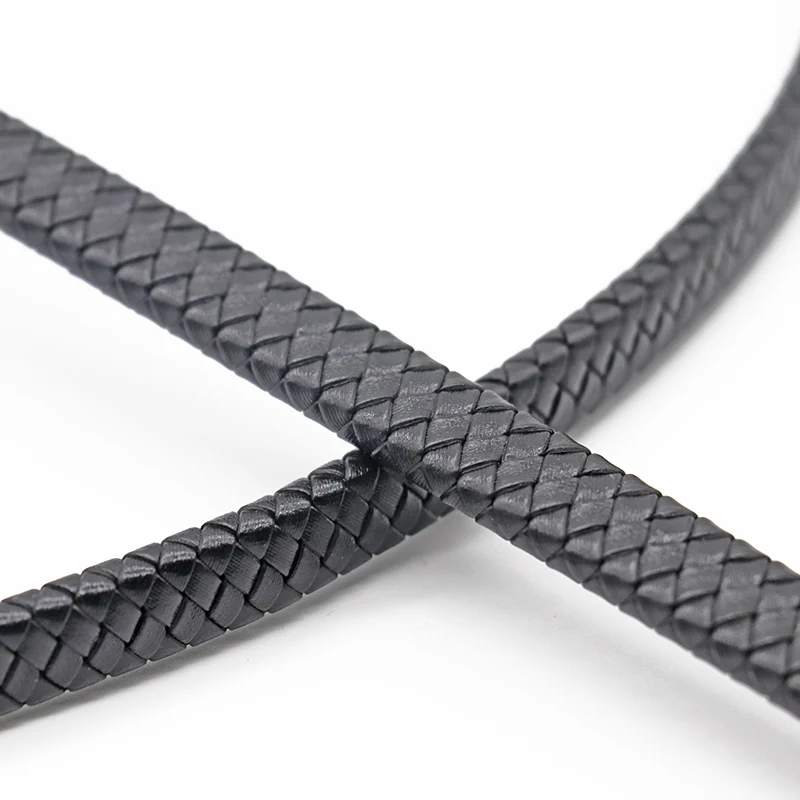 0,5/1 Meter Vintage Schwarz Braun Echt geflochtene Lederschnüre 8mm 10mm 12mm Flaches Lederband für Armband Schmuckherstellung – Detail 13