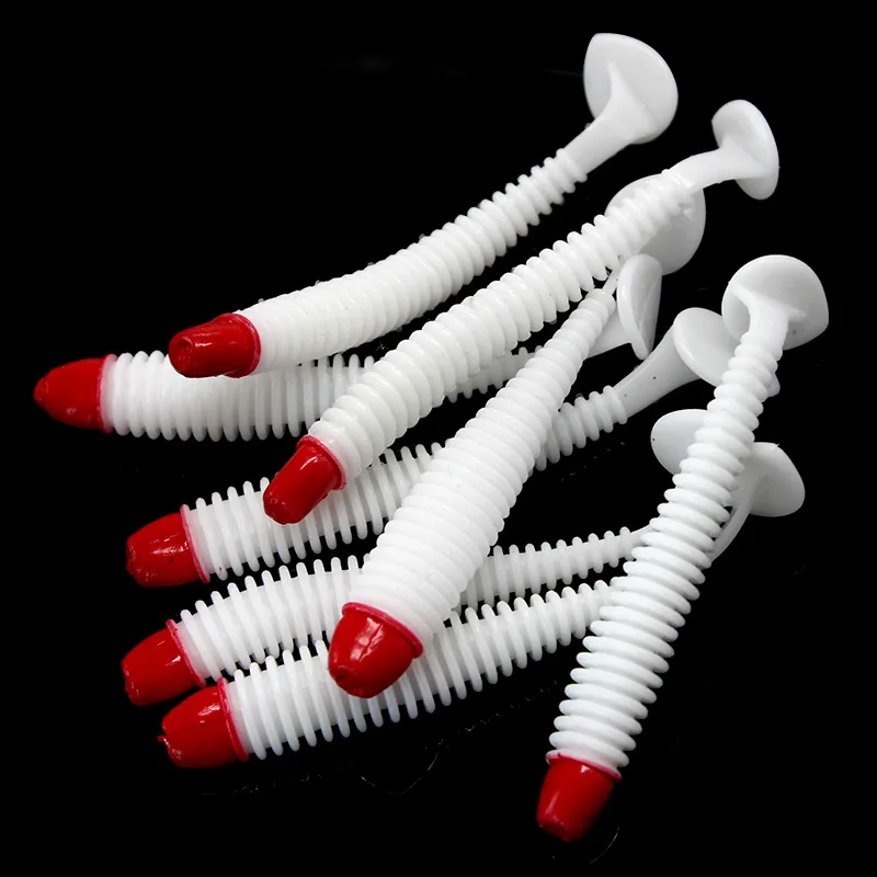 5-10 pçs/lote isca macia 5/6/7cm espiral listra isca de pesca minhoca borracha gabarito wobbler artificial silicone swimbait shad carpa iscas
