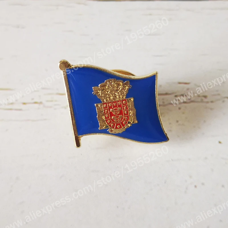 

Melilla Flag Lapel Pins Spain Provincial Nationalities Region Brooch Crystal Epoxy Metal Enamel Badge