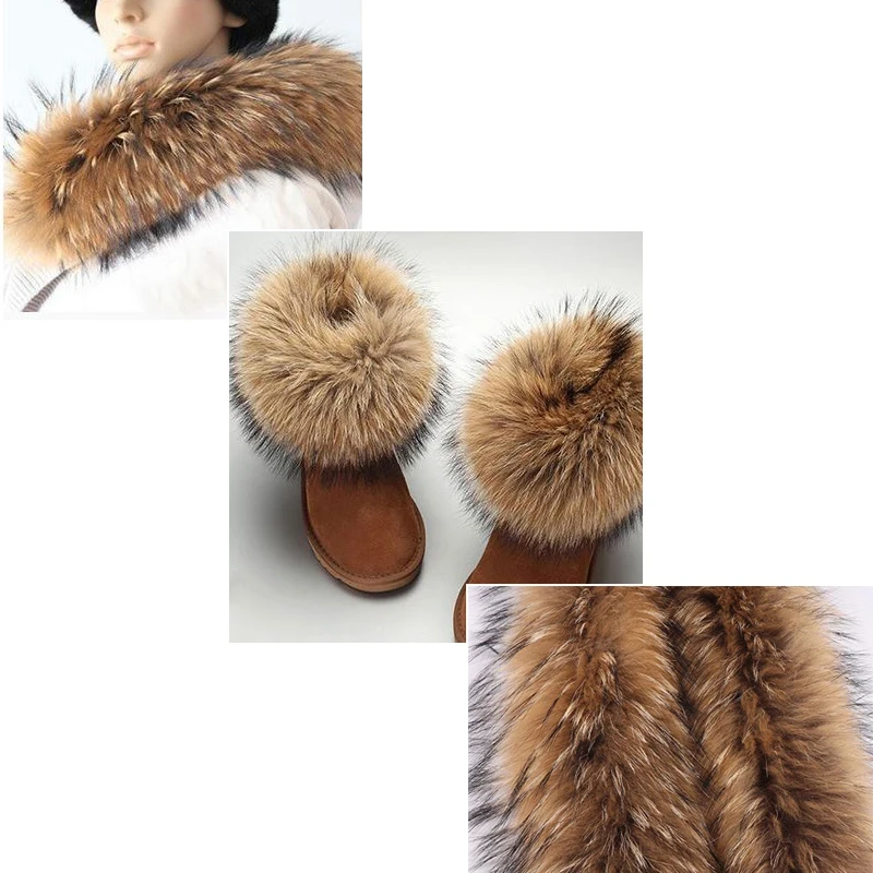 Natural Brown Fur Tapes for Collar DIY Apparel Sewing Fluffy Trim Shoes Fabric Home Decoration Sewing Costume Crafts 1 Piece