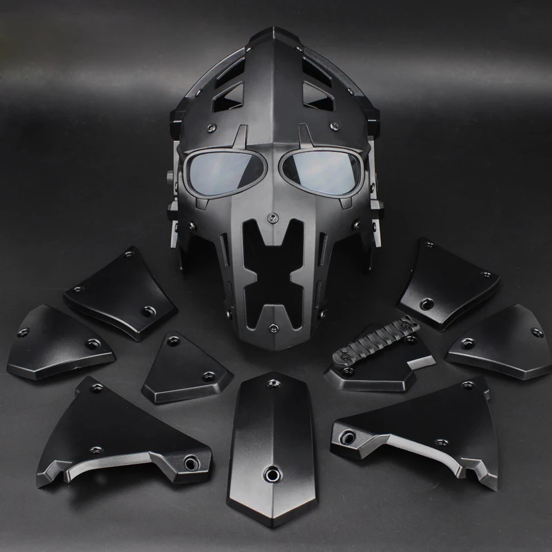 Casco táctico de equitación con máscara integral y protección MOLLE - imagen 4