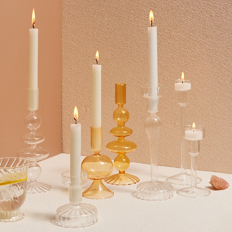 Floriddle Candle Holders Glass Candlesticks Wedding Decoration Party Glass Vase Desktop Vases Home Decoration Candelabra