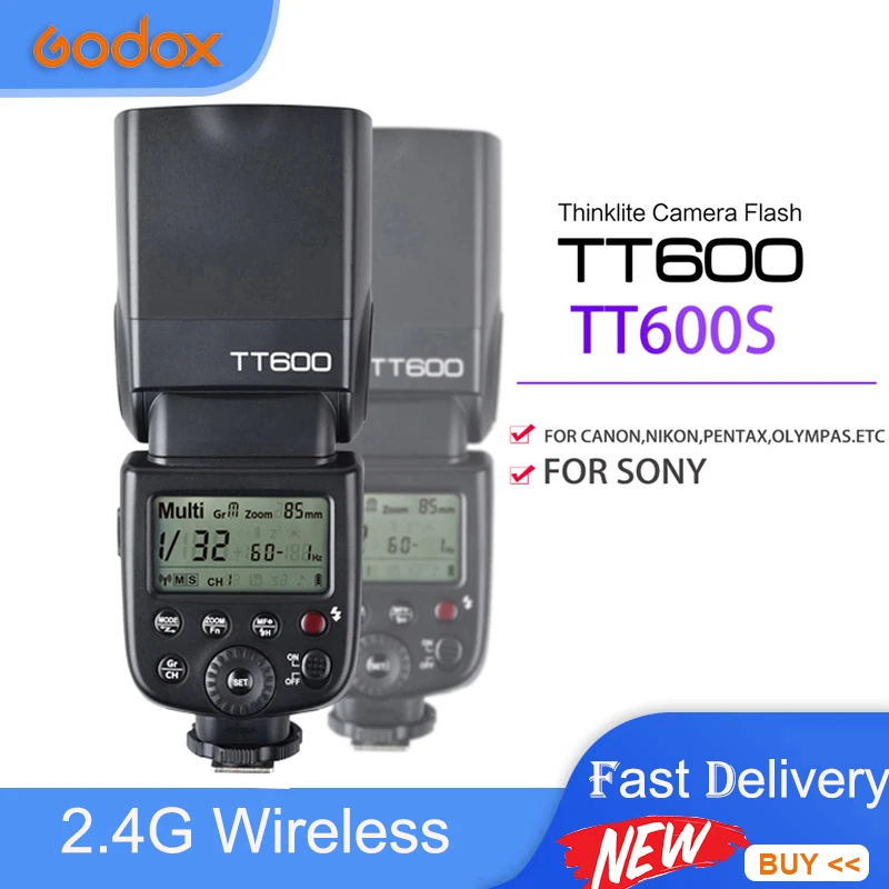 

GODOX TT600 TT600S Flash Light Master Slave Speedlite 2.4G Wireless System for Canon Nikon Pentax Olympus Fuji Sony DSLR Camera