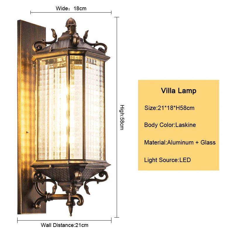 Vintage Outdoor Porch Light Wall Lamps Retro Waterproof E27 Lighting European House Gate Garden Corridor Exterior Wall Sconce