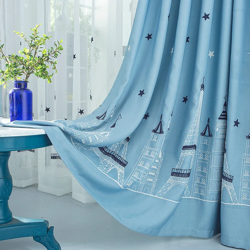 

Cartoon Baby Room Curtains Embroidered Castle Tulle Curtain For Bedroom Kids Children Rideaux Pour Le Salon CL-224