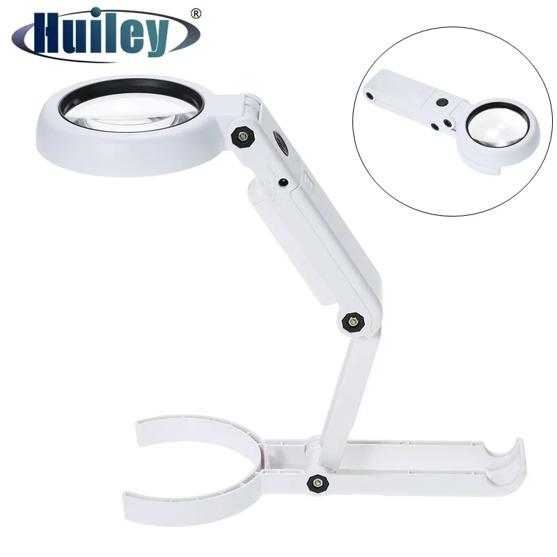 

7x/11x/20x Portable Handheld and Folding Illuminated Magnifier Table Desk-type Lamp Handheld Foldable Magnifying Glass Loupe