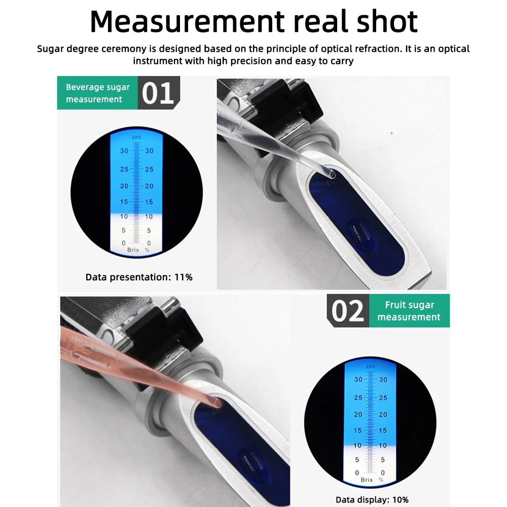 Handheld Alcohol Refractometer Sugar Wine Concentration Meter Densitometer 0-30% Alcohol Beer 0-80% Brix Grapes Density Meter