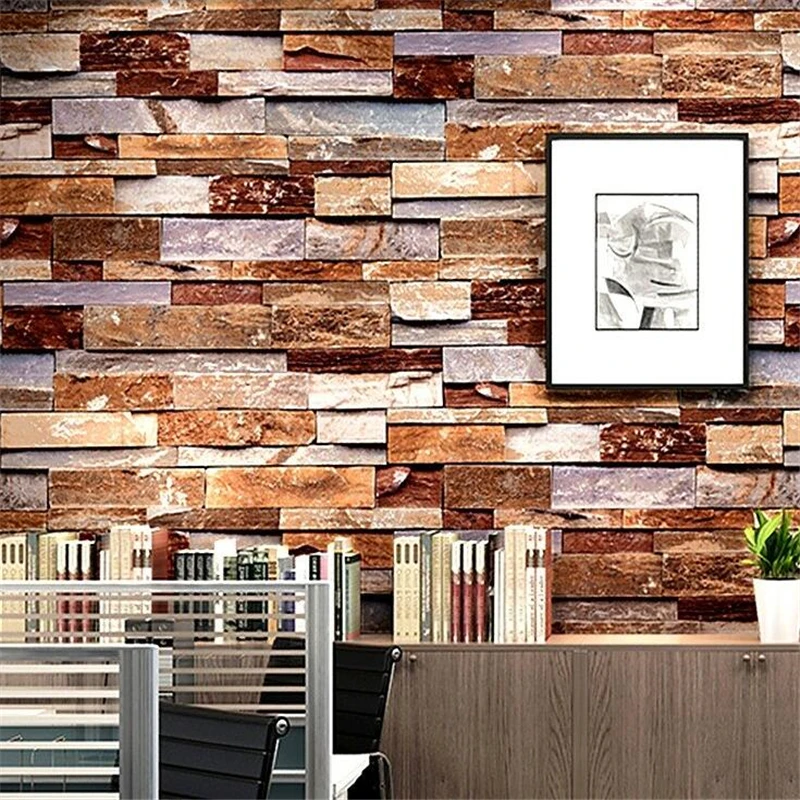 

WELLYU papel de parede Imitation brick wallpaper retro nostalgic 3d embossed stone pattern marble TV background wall paper