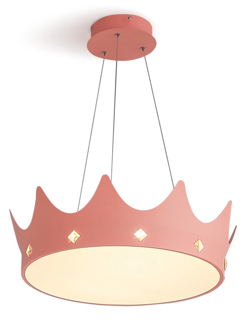 Nordic pink gold crown shaped pendant lights princess room children's bedroom luxury living room pendant lamps metal lighting