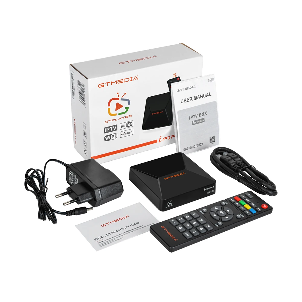1PC GTmedia Smart TV Box 2021 IFIRE 2 Full HD 1080P, H.265 HEVC 10Bit/CPU 70MHz podwójny/BT pilot/Internet M3U dekoder