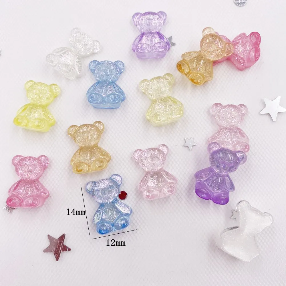 Glitter Bepowder Resin Kawaii Mixed Mini Crystal Little Bear Flatback Rhinestone Scrapbook DIY Christma Home Figurines Crafts